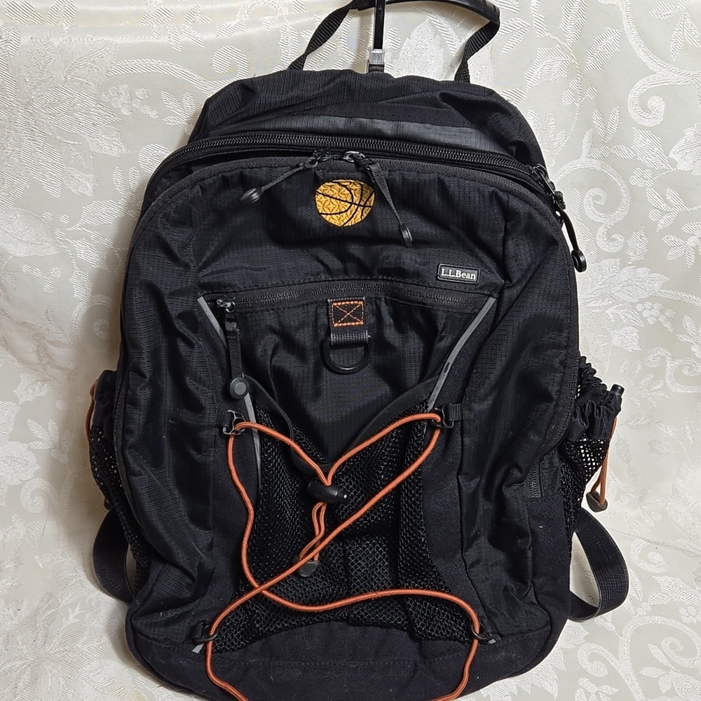 L.L. Bean Black and Orange Medium Backpack